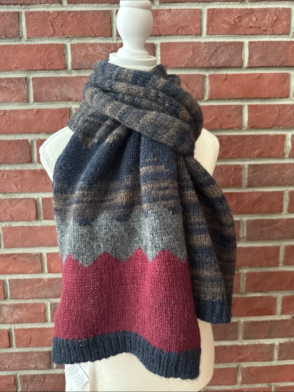 INVERNI Luxurious Baby Alpaca Blend Striped Knit Scarf 14”x68”Made in Italy NWT